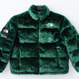 Supreme x The North Face Faux Fur Nuptse Jacket in Green